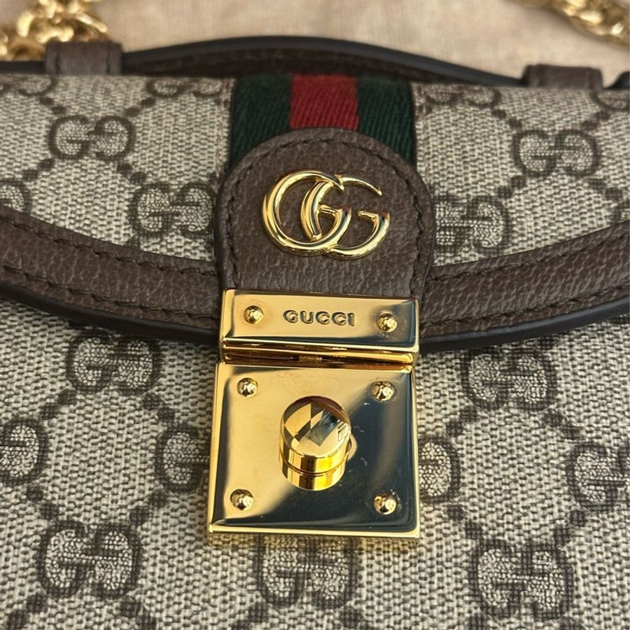 GUCCI 紅綠PVC釦式MINI手提兩用鏈包-18