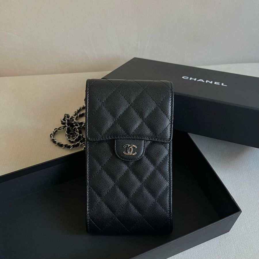 現貨 🖤 Chanel classic phone holder with chain 電話包 手機包 黑色-1