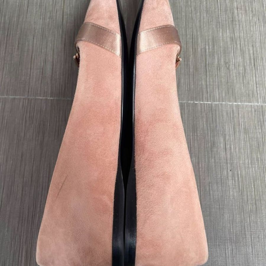 hermès H鑽扣橘粉色平底鞋 37.5號-4