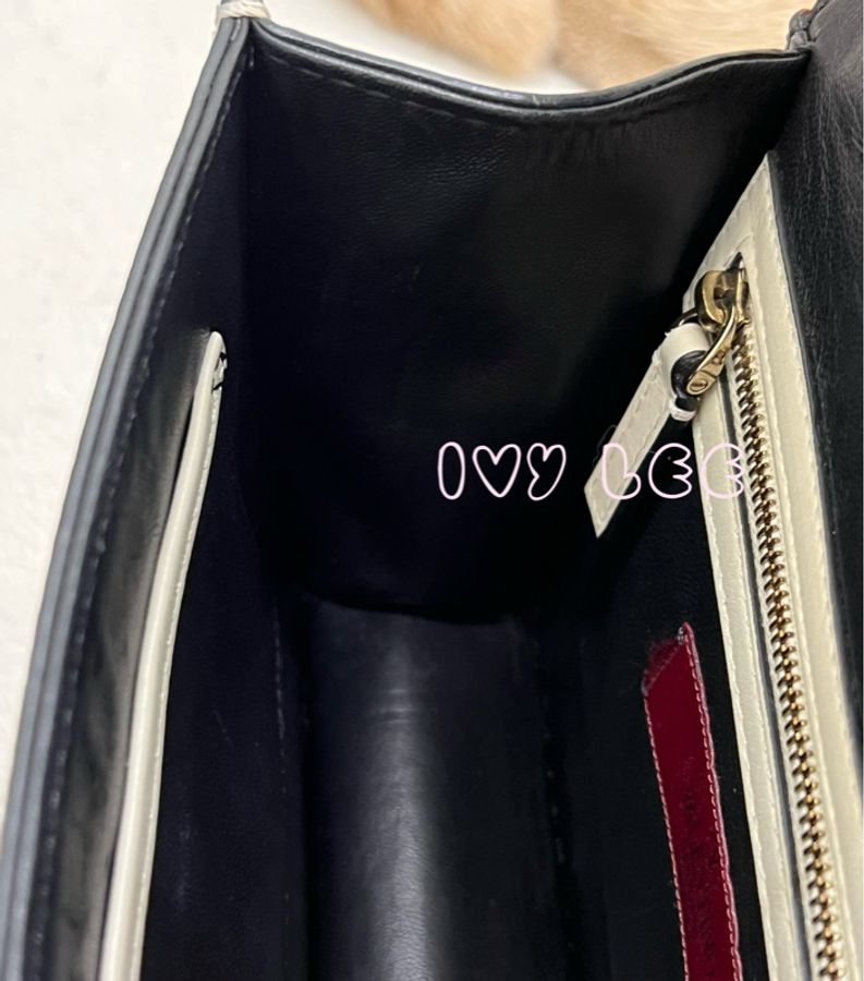 Valentino Rockstud Glam Lock 黑色 米白色皮革 鉚釘 鍊條包 斜背包 肩背包 二手精品-9