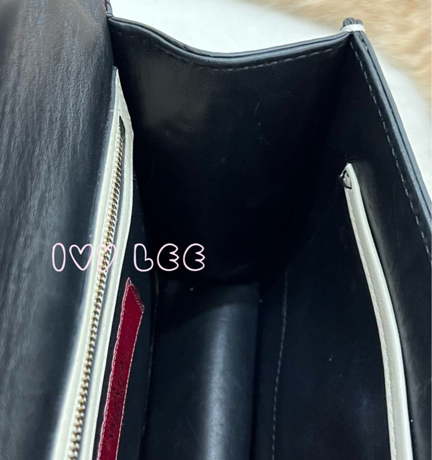 Valentino Rockstud Glam Lock 黑色 米白色皮革 鉚釘 鍊條包 斜背包 肩背包 二手精品-10