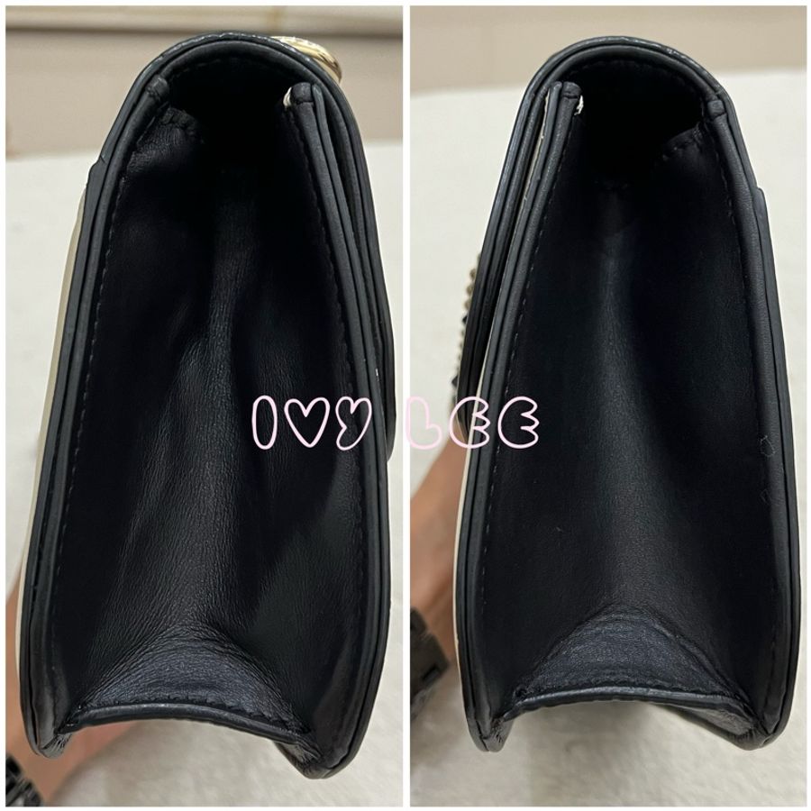 Valentino Rockstud Glam Lock 黑色 米白色皮革 鉚釘 鍊條包 斜背包 肩背包 二手精品-15