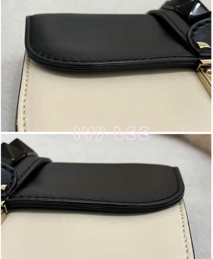 Valentino Rockstud Glam Lock 黑色 米白色皮革 鉚釘 鍊條包 斜背包 肩背包 二手精品-18