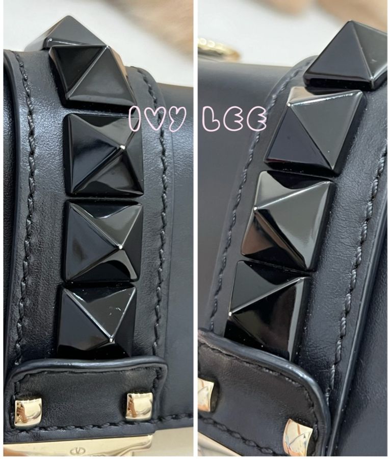 Valentino Rockstud Glam Lock 黑色 米白色皮革 鉚釘 鍊條包 斜背包 肩背包 二手精品-20