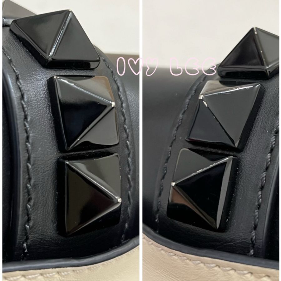 Valentino Rockstud Glam Lock 黑色 米白色皮革 鉚釘 鍊條包 斜背包 肩背包 二手精品-21