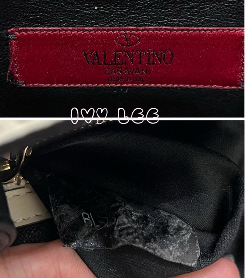 Valentino Rockstud Glam Lock 黑色 米白色皮革 鉚釘 鍊條包 斜背包 肩背包 二手精品-24