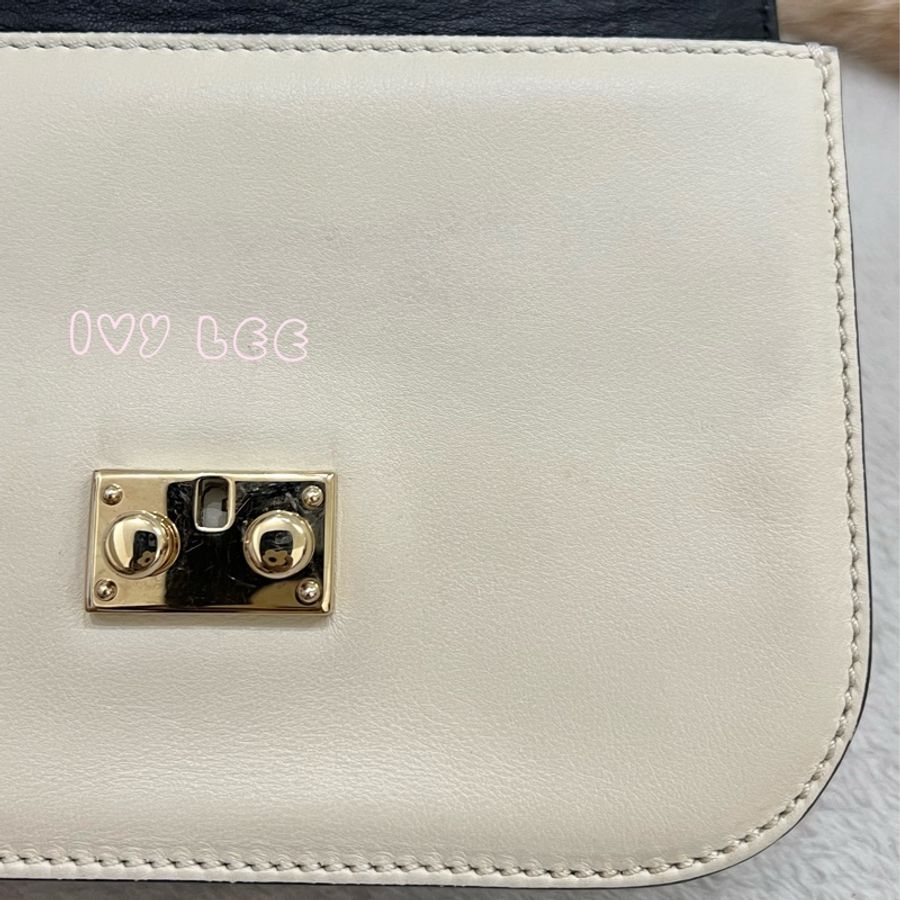 Valentino Rockstud Glam Lock 黑色 米白色皮革 鉚釘 鍊條包 斜背包 肩背包 二手精品-26