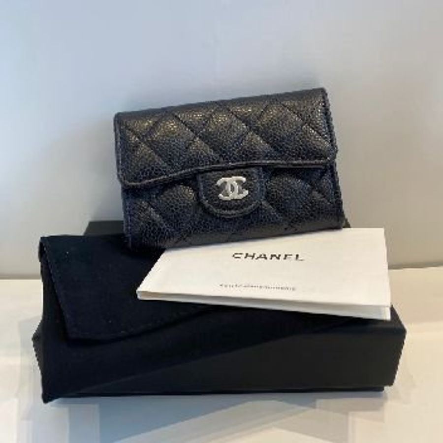 CHANEL CF 單層卡包 黑銀牛-0
