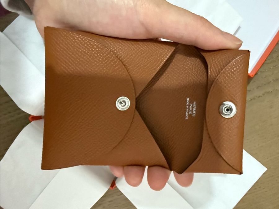 金棕色愛馬仕零錢包-4