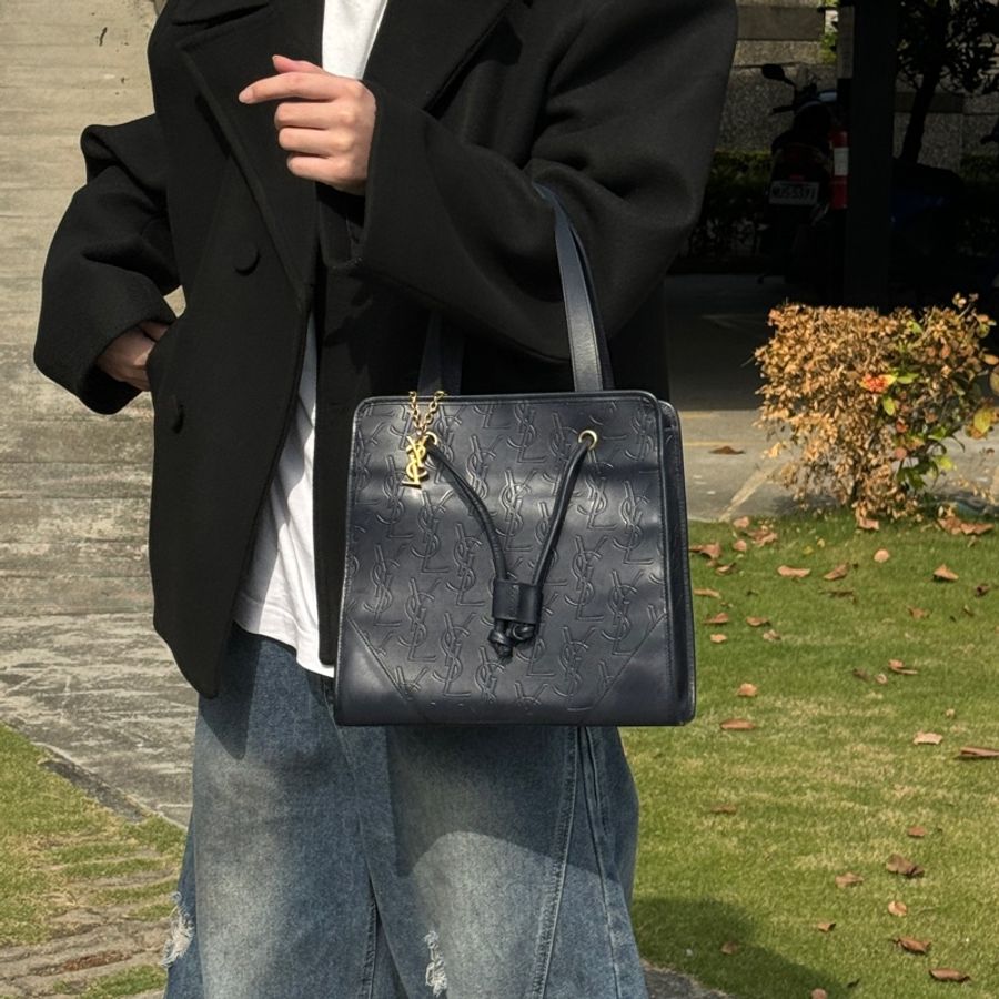 (極稀有 超好看!) YSL 聖羅蘭 壓印老花 手提包-26