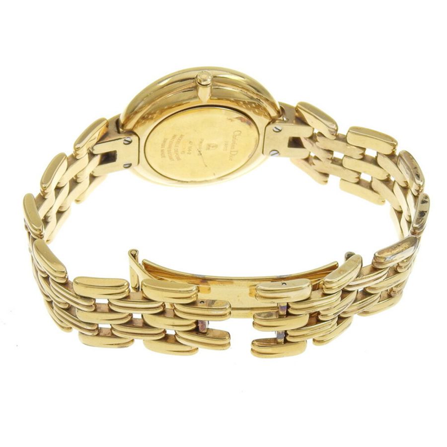 Christian Dior Bakira 手錶 47 154-2 鍍金石英模擬顯示黑色錶盤男式-4