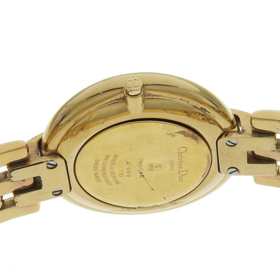 Christian Dior Bakira 手錶 47 154-2 鍍金石英模擬顯示黑色錶盤男式-5