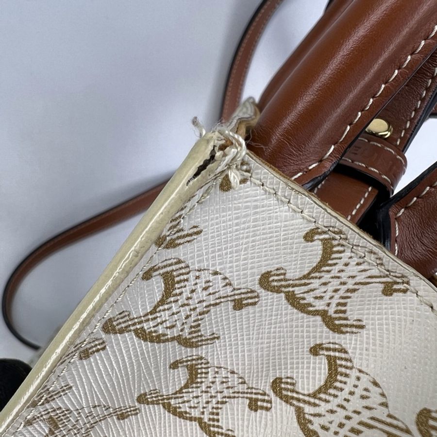 celine mini tote白色老花包 托特包-8