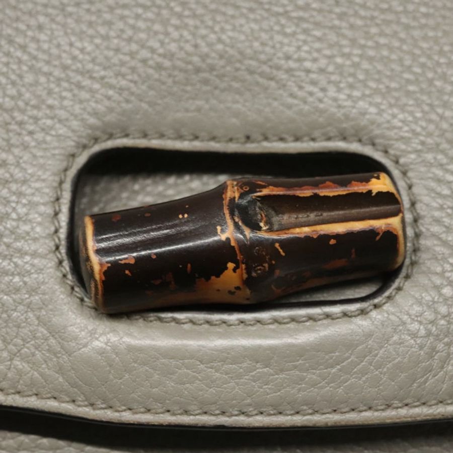 【日本直送】GUCCI 竹節手提包 皮革 兩用 灰色 370831 正品 BA091-13