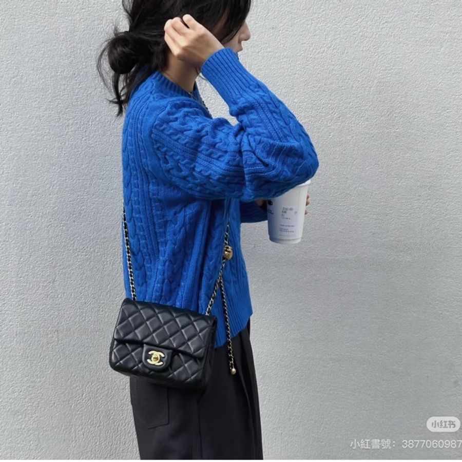 Chanel 香奈兒 菱格紋口蓋包 金球方胖子 黑色金鏈 斜背/單肩/ 手提-5