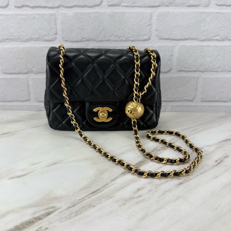 Chanel 香奈兒 菱格紋口蓋包 金球方胖子 黑色金鏈 斜背/單肩/ 手提-7