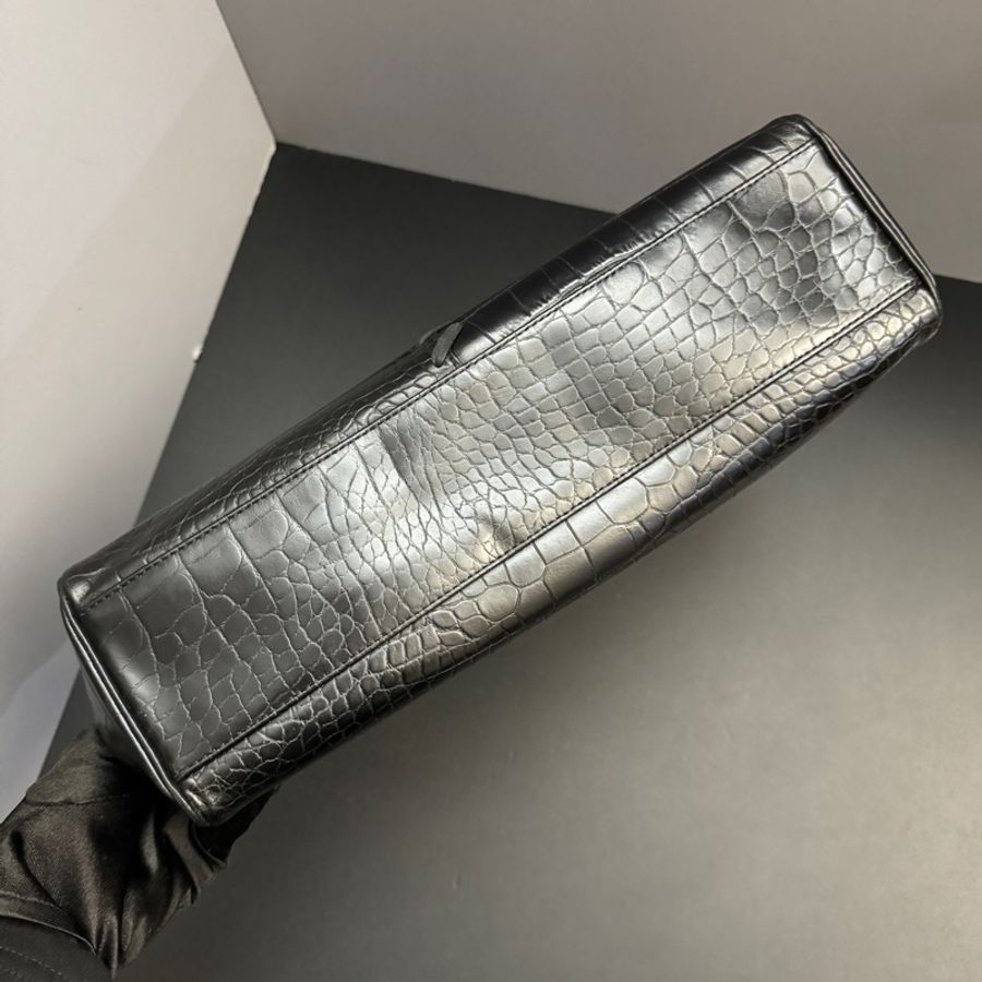 (極新💝) YSL 聖羅蘭 黑金鱷魚紋 品項超新 手提包-16