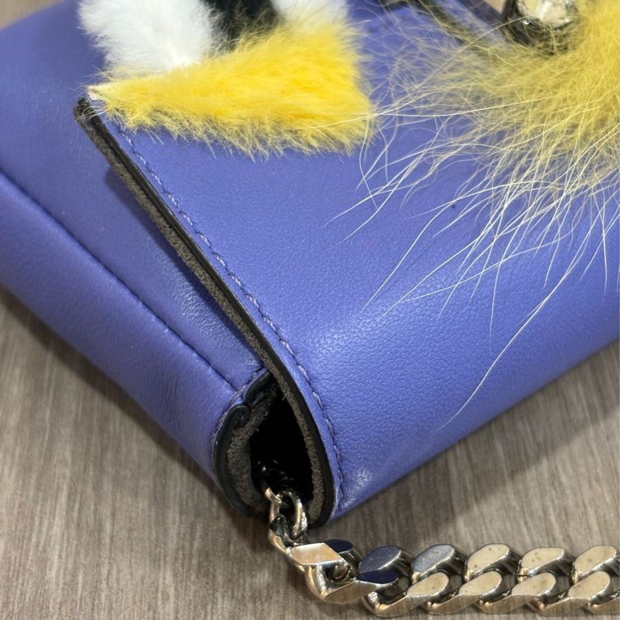 FENDI MICRO BAGUETTE 紫 毛怪 斜背包 手提包 肩背包 手拿包 相機包-13