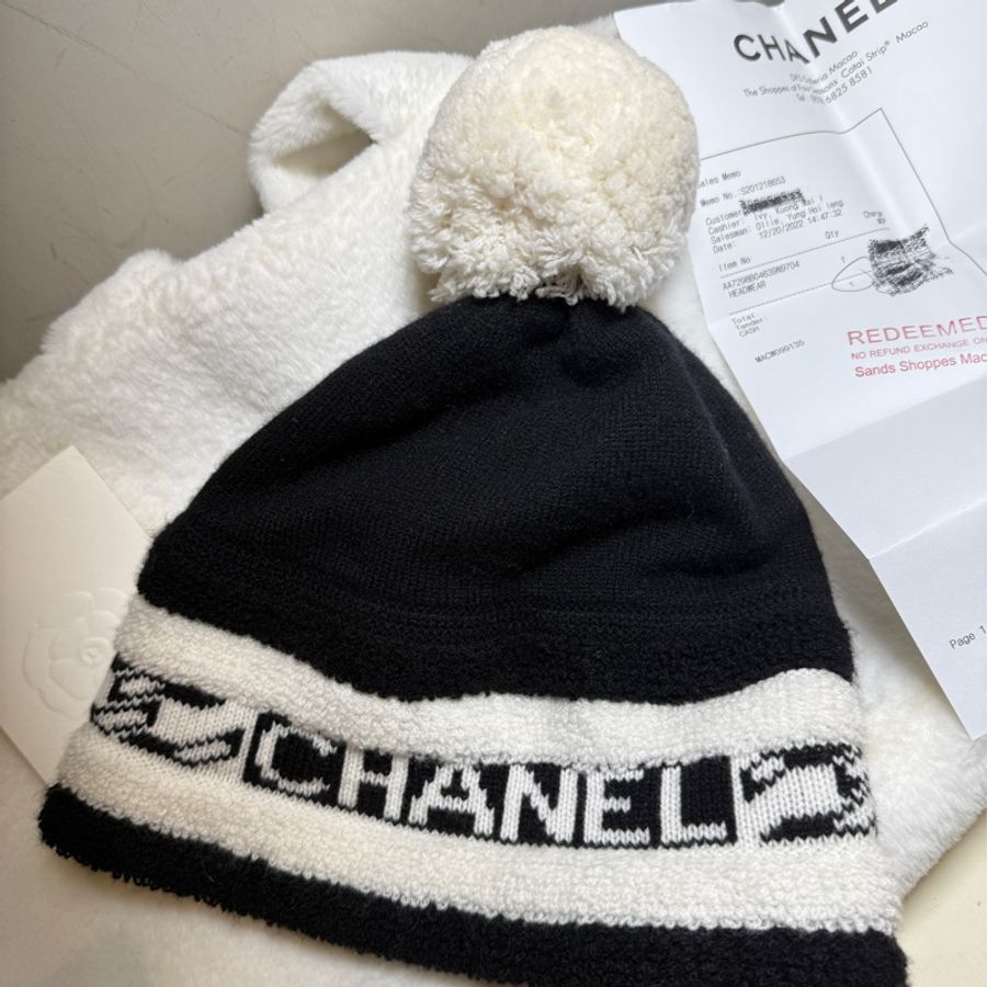 香奈兒chanel毛球球 毛帽-5