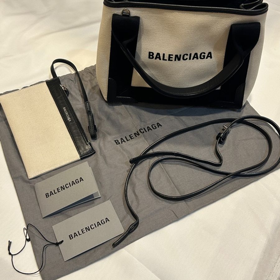 巴黎世家 balenciaga 帆布包 xs 黑白色-0