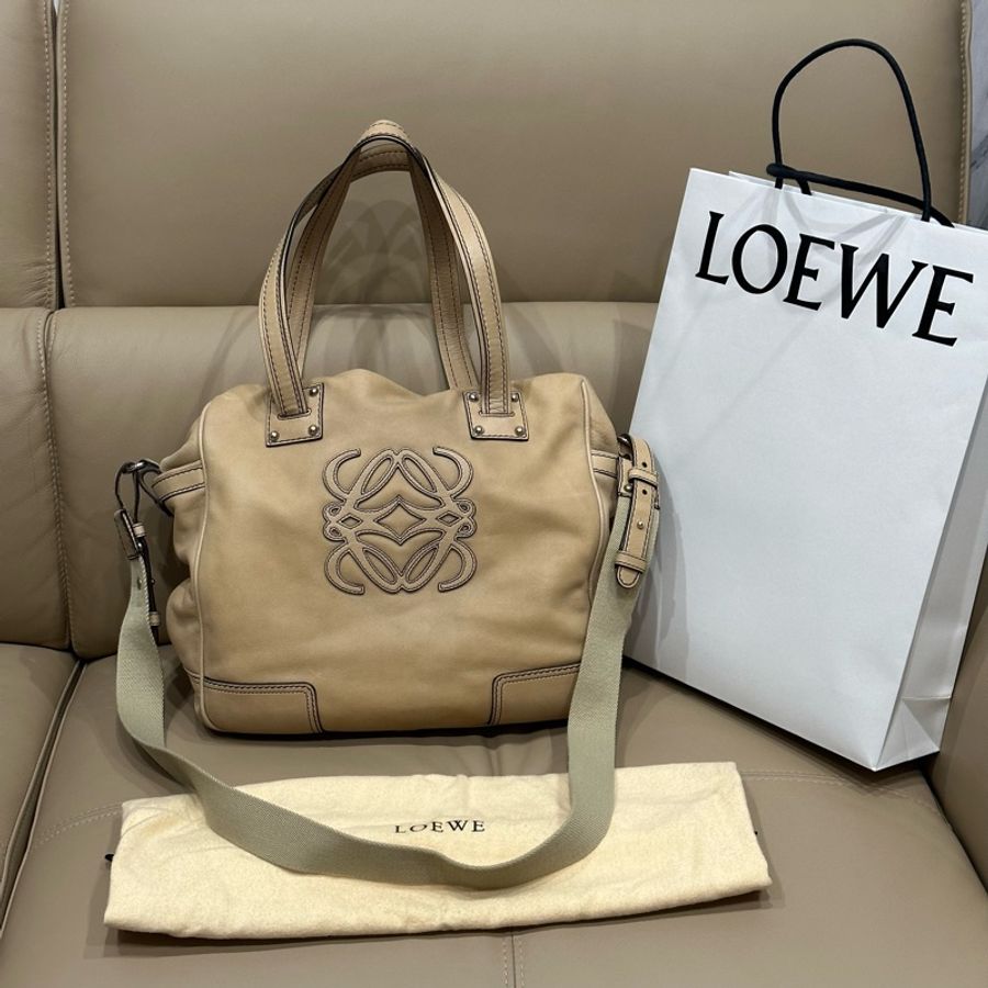 稀有釋出🌟🉑️斜背 #loewe 米色 #全皮 #tote #托特包 #斜背包-8