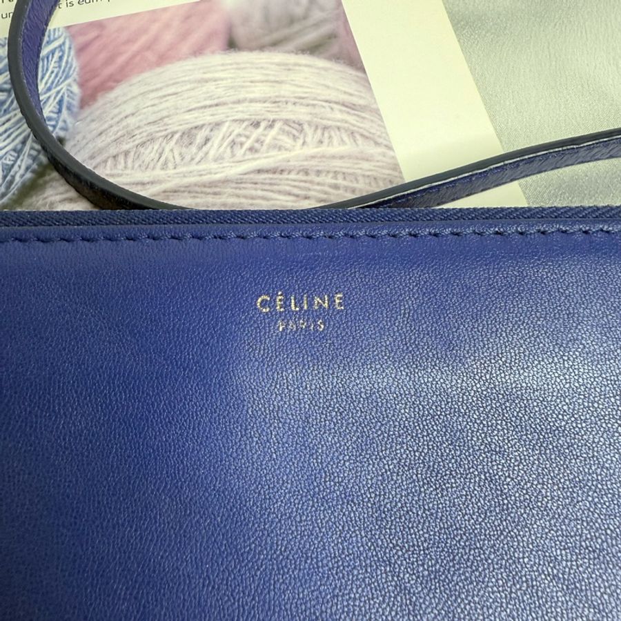 CELINE 賽琳 trio 三層斜背包 海軍藍-14
