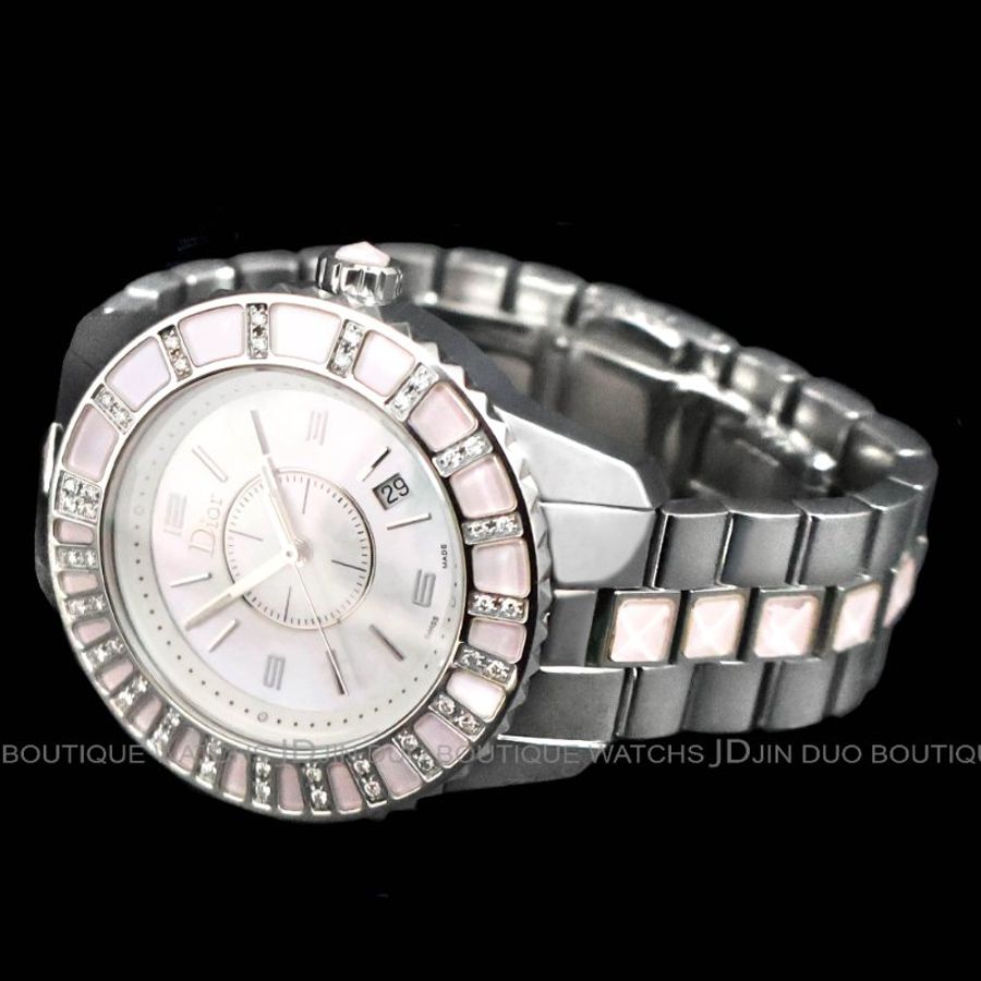 金鐸精品~2012 CHRISTIAN DIOR CD 迪奧 CHRISTAL系列 34mm珍珠母貝面 石英女用鑽錶-3