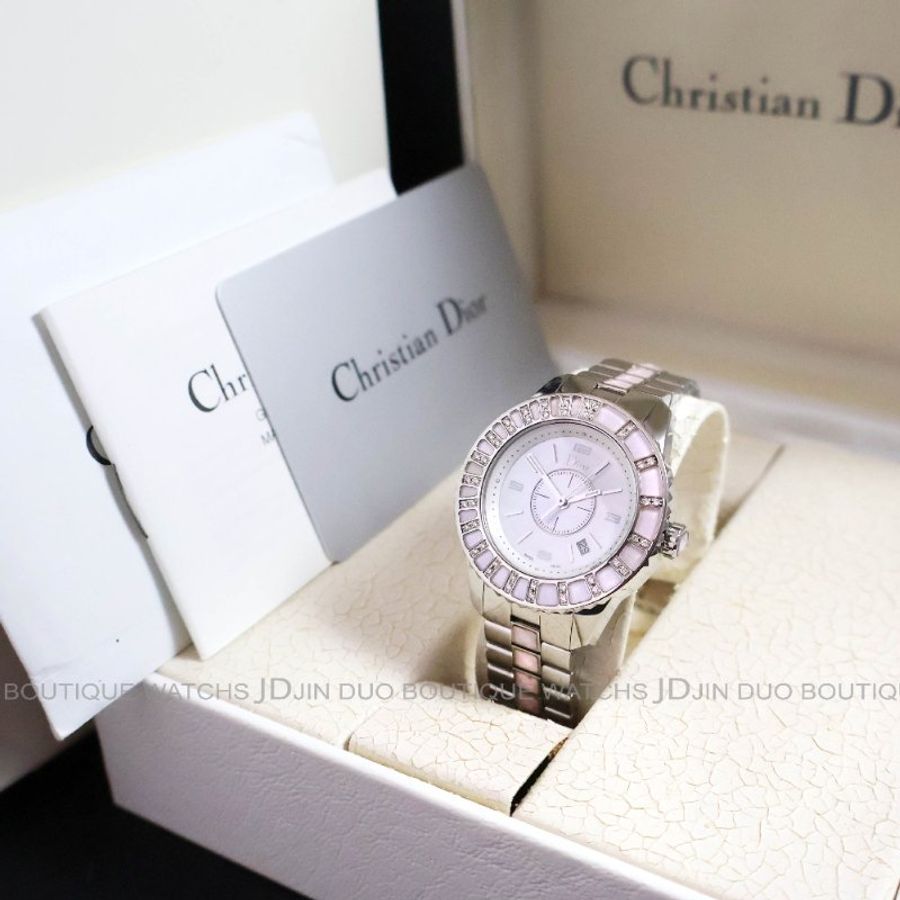 金鐸精品~2012 CHRISTIAN DIOR CD 迪奧 CHRISTAL系列 34mm珍珠母貝面 石英女用鑽錶-5