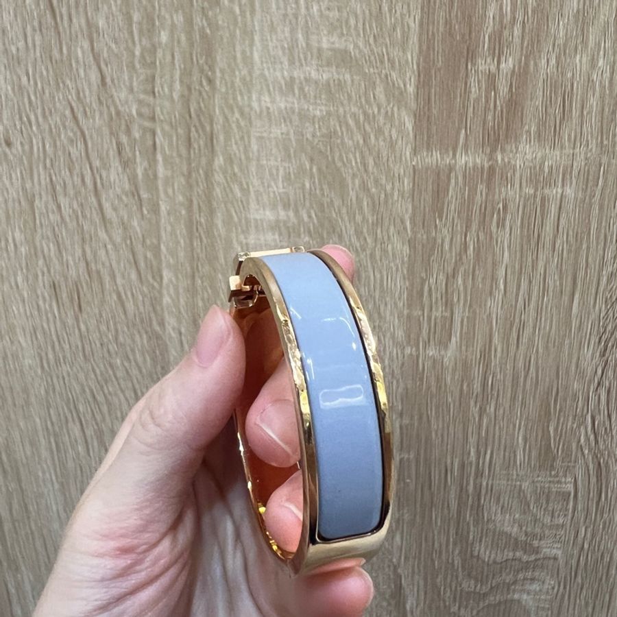 Hermes 藍琺瑯Clic H玫瑰金釦手環H700001F-1