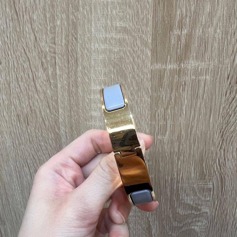 Hermes 藍琺瑯Clic H玫瑰金釦手環H700001F-2