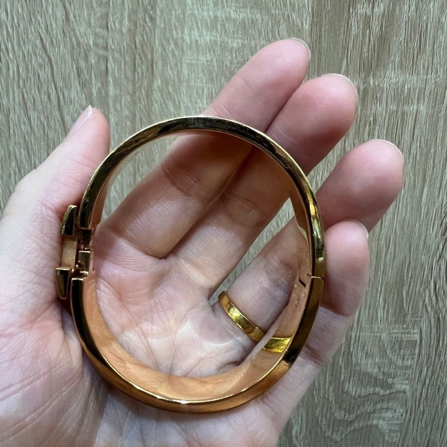 Hermes 藍琺瑯Clic H玫瑰金釦手環H700001F-8