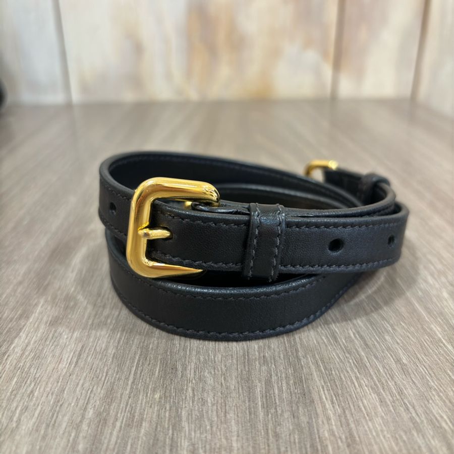 PRADA 黑 羊皮 金 LOGO 拉鍊包 肩背包 斜背包 手提包 高菲包 高飛包-28