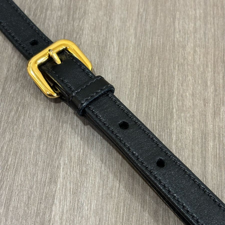 PRADA 黑 羊皮 金 LOGO 拉鍊包 肩背包 斜背包 手提包 高菲包 高飛包-29