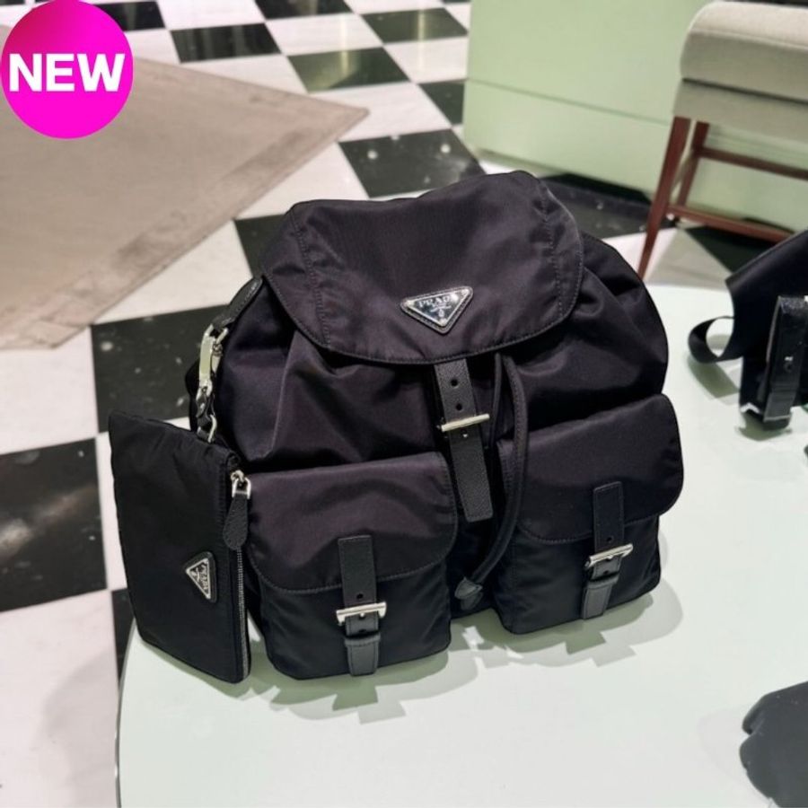 🌸2025春夏新品🌸Prada 1BZ811 經典跳傘布新款子母後背包-0
