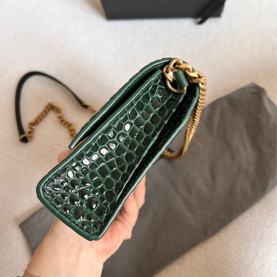 Balenciaga 沙漏鰐魚壓紋牛皮斜挎包-3