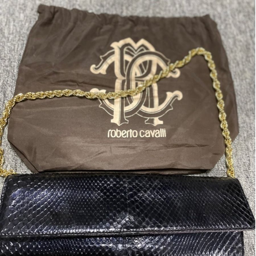 Roberto Cavalli Python羅伯特·卡沃利蛇皮晚宴包鏈條包手拿袋-1