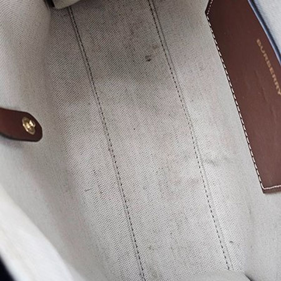 B0433 BURBERRY白色帆布FREYA MINI 手提/斜背包-7
