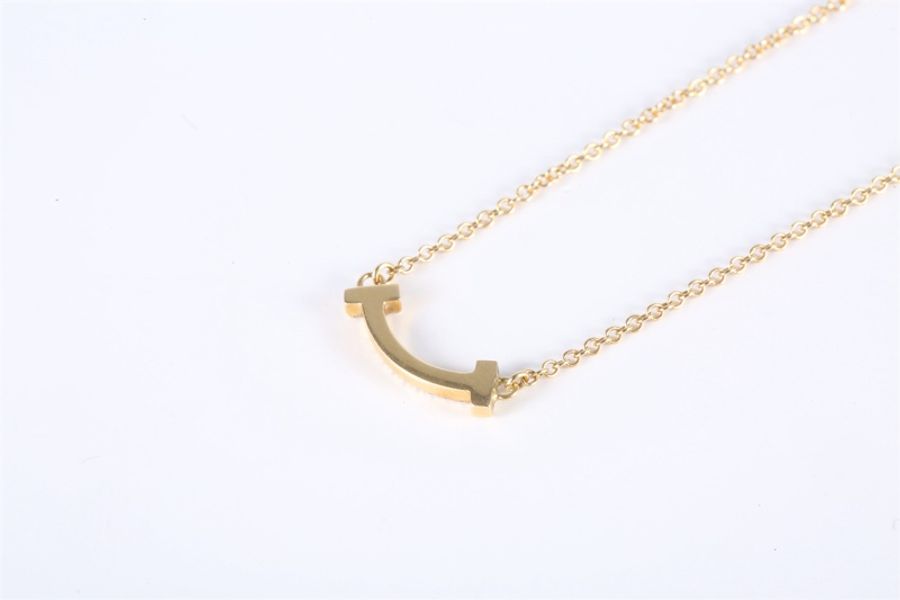 TIFFANY&CO(蒂芙尼) Tiffany T 微笑項鏈 mini 滿鑽 18K黃金/鑽石 項鏈 黃金 18K-2