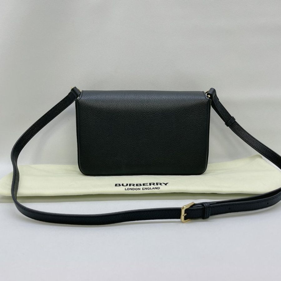 BURBERRY Vintage荔紋牛拼接格紋斜背包-1