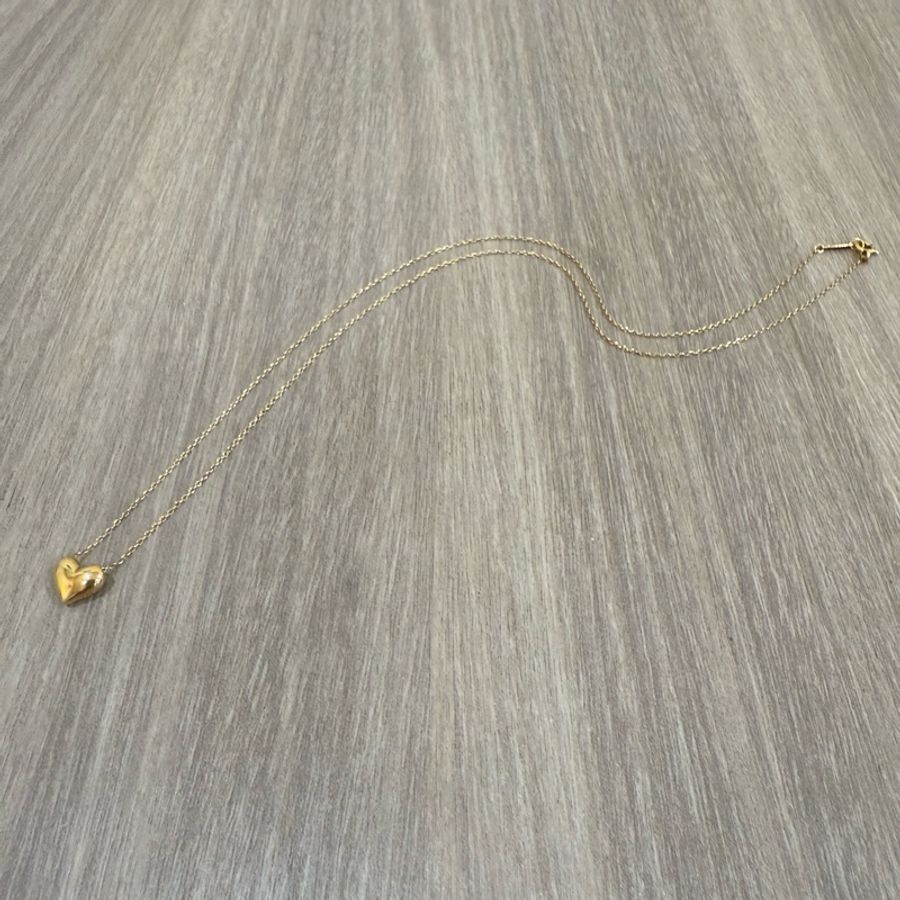 Tiffany&Co 18K 黃金 立體 愛心 心形 項鍊-0