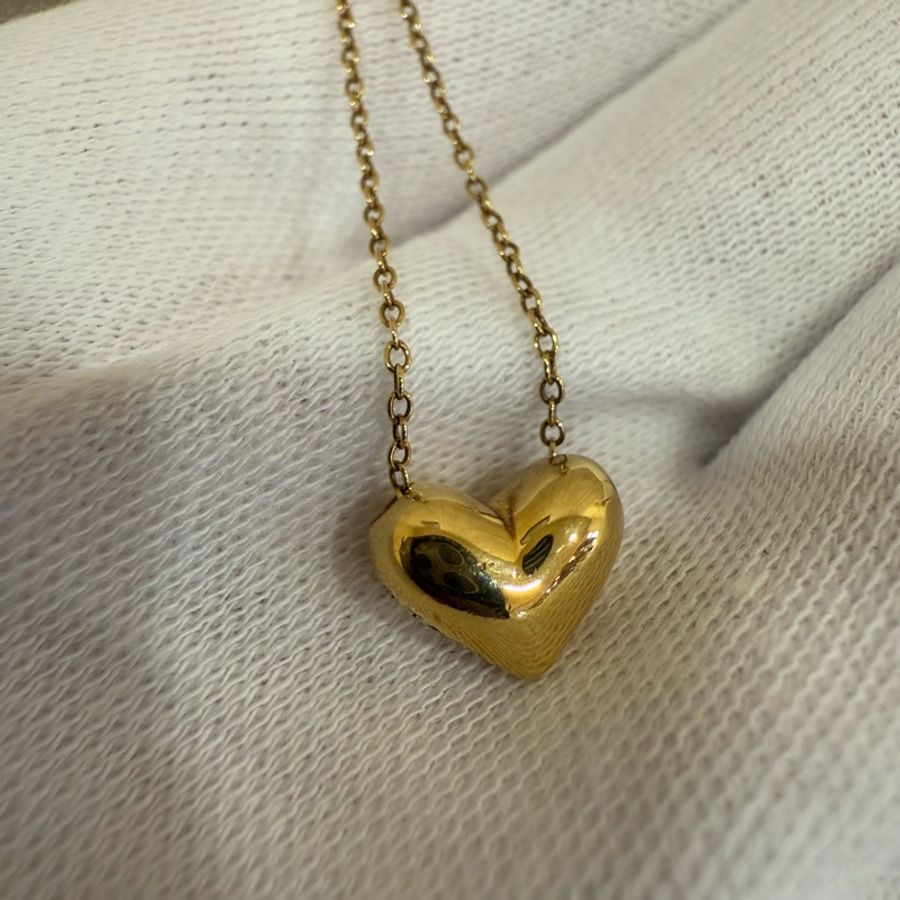 Tiffany&Co 18K 黃金 立體 愛心 心形 項鍊-1