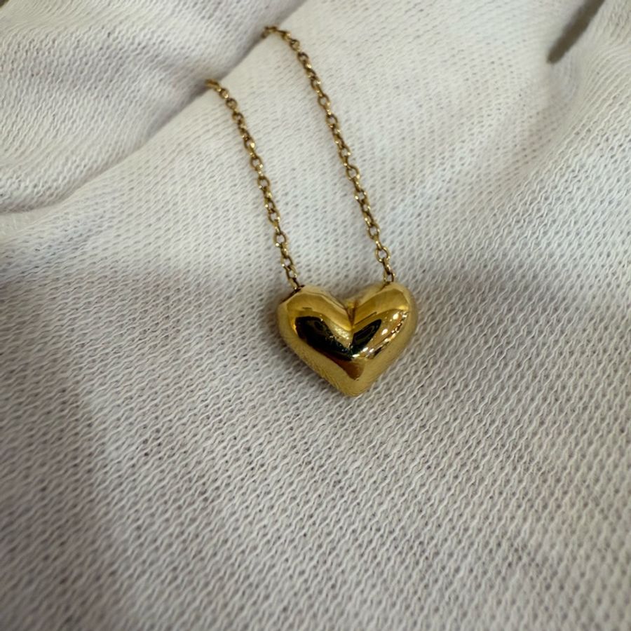 Tiffany&Co 18K 黃金 立體 愛心 心形 項鍊-2