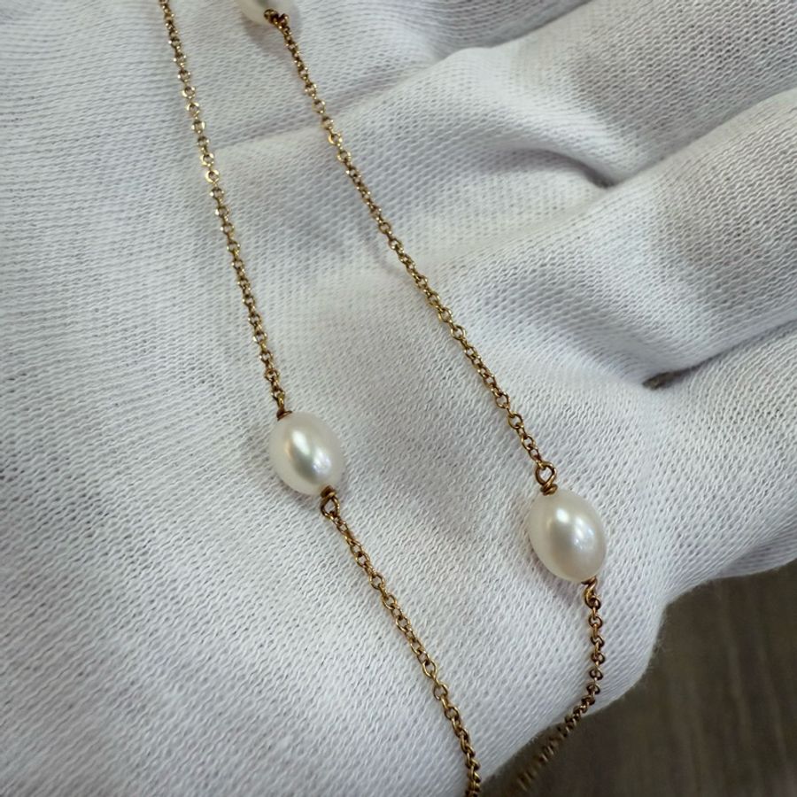 Tiffany&Co 18K 黃金 珍珠 項鍊 頸鏈-2