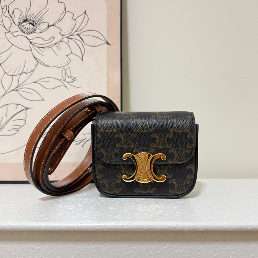 Celine Mini Triomphe 老花凱旋門金釦斜背包-0