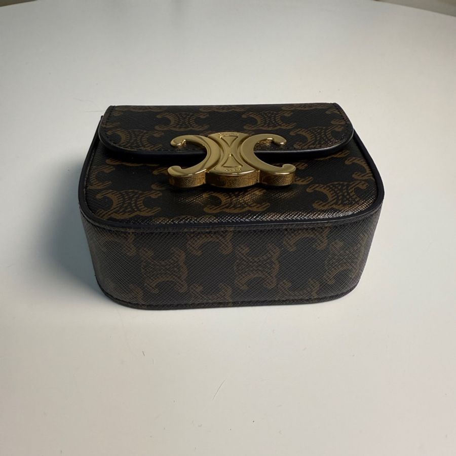 Celine Mini Triomphe 老花凱旋門金釦斜背包-3