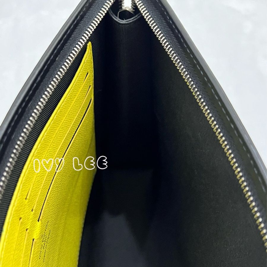 LOUIS VUITTON 黑棋盤格 彩色字 VOYAGE N60307 手拿包 二手精品-4