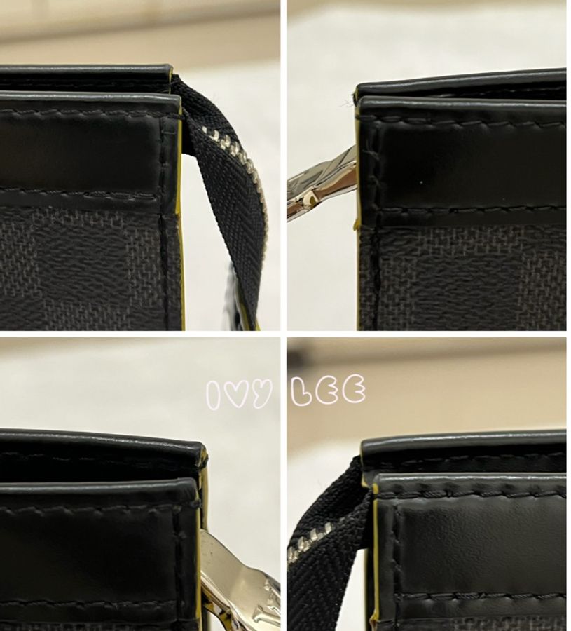 LOUIS VUITTON 黑棋盤格 彩色字 VOYAGE N60307 手拿包 二手精品-8
