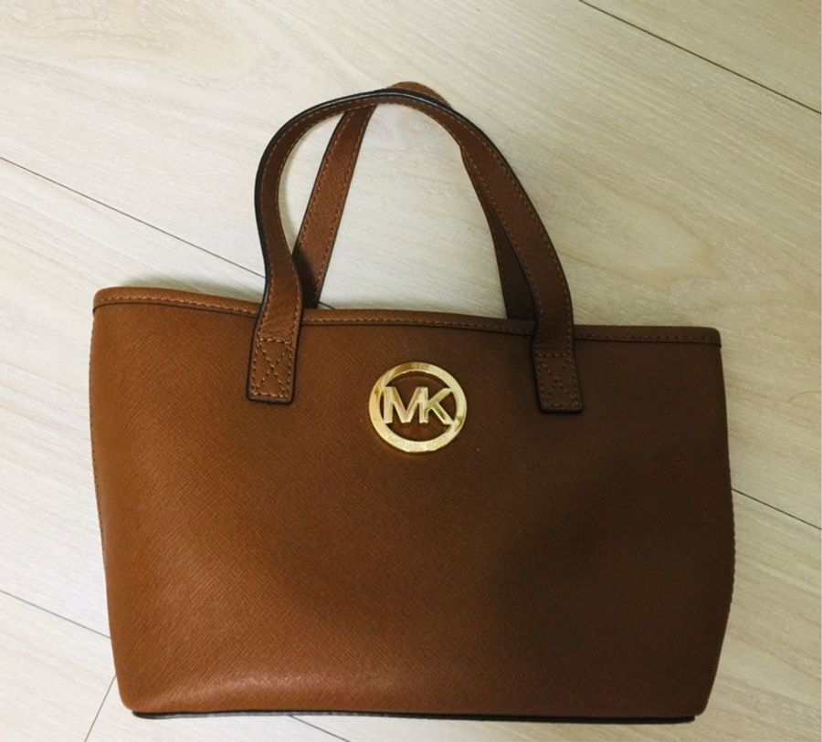 ☆╮PRiNcEsS-Mine╭☆ 100%正品日本帶回╭☆ MK Michael Kors 咖啡色防刮牛皮小款手提包-0