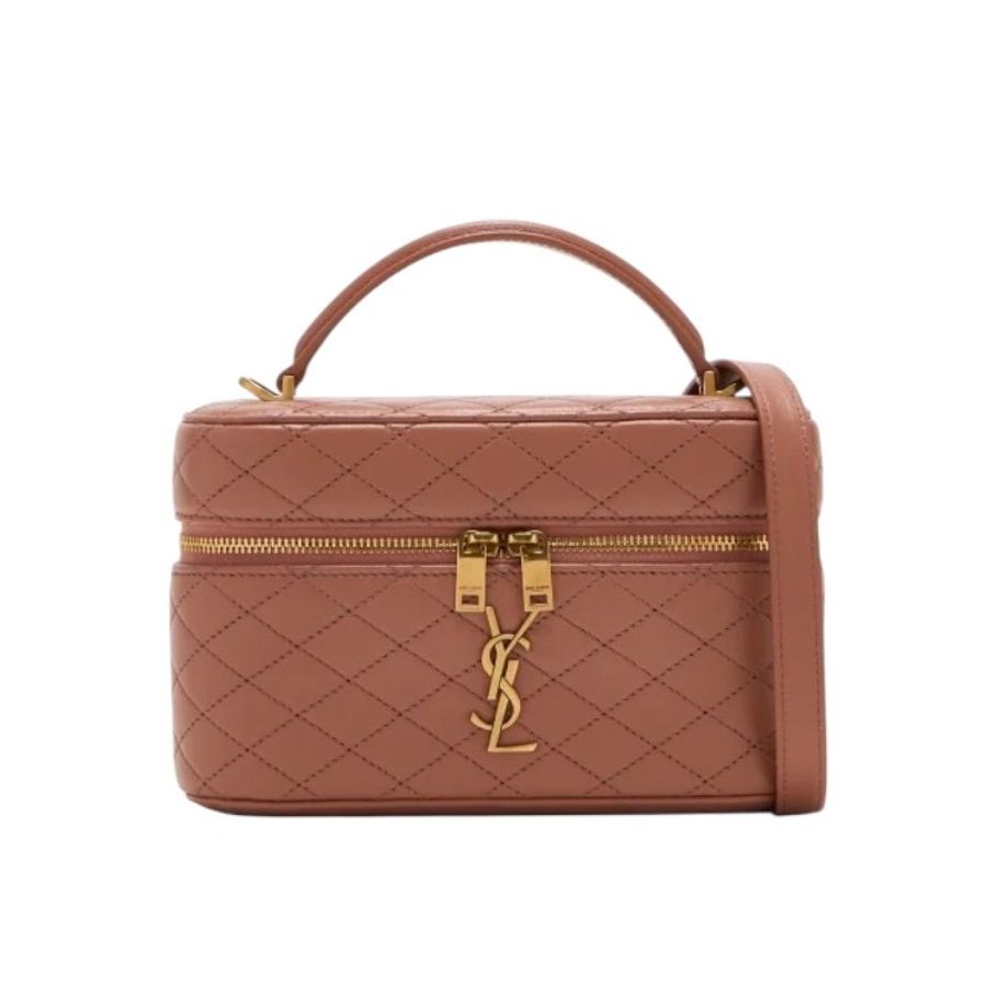 ✨快閃特價✨Saint Lauent 766731 YSL 小羊皮 Gaby Vanity 包 Barley Pink 棕粉色-9