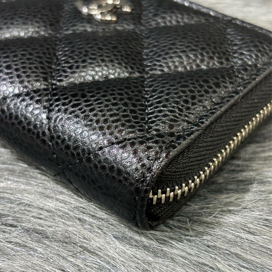 CHANEL A69271 COCO 雙C 黑色荔枝皮 銀釦 拉鍊 ㄇ字 短夾 零錢包 卡片夾 名片夾 信用卡包-5
